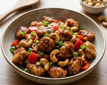 Crispy Chicken with Cashews and Bell Peppers in a Wok | 20-Minute Dinner