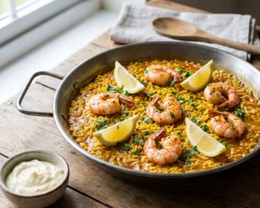 Arroz a banda | Orez spaniol cu creveți și alioli