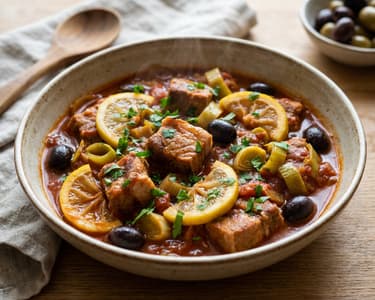 Mâncare de praz cu carne de porc și măsline | Tradițională