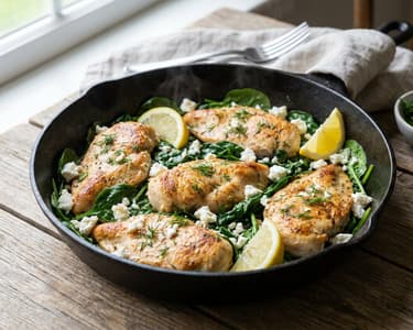 Greek chicken with spinach and feta | Quick dinner