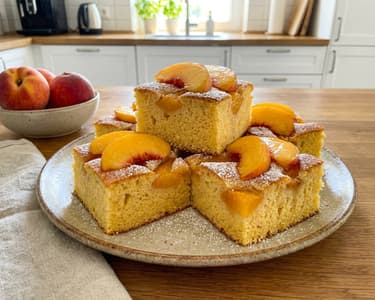 Peach sponge cake | Fluffy traditional dessert