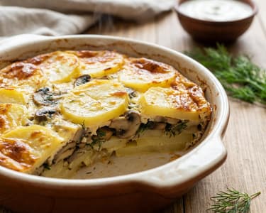Potato and Mushroom Moussaka | Baked Traditional Style