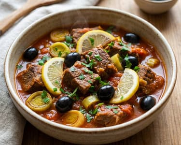 Beef and Leek Stew with Olives | Romanian Classic
