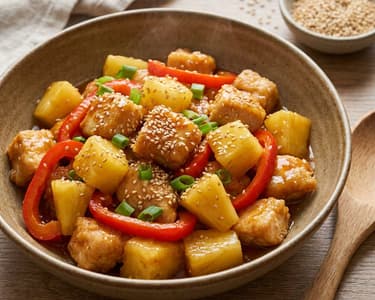 Sweet and sour chicken with pineapple in a wok | 20-minute dinner