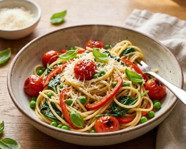 Spaghetti Primavera with Crunchy Vegetables | Quick Dinner