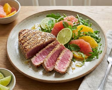 Grilled tuna steak with citrus salad