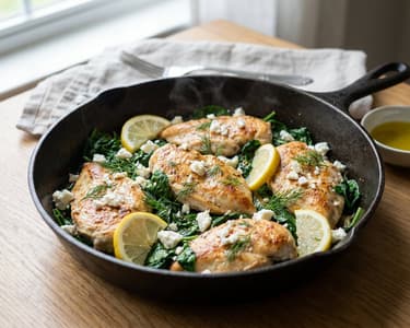 Greek chicken with spinach and lemon | Quick dinner