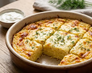 Grated Potato Pie with Telemea Cheese | Golden and Flavorful