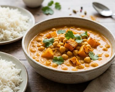 Curry indian de năut și dovleac | Rețetă cremoasă de toamnă