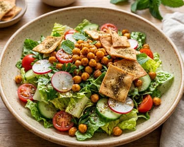 Salată Fattoush cu năut copt și Za'atar | Prânz oriental crocant