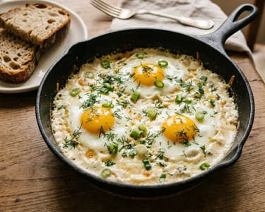Covered Eggs with Sour Cream and Telemea Cheese | Traditional Breakfast