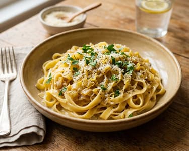 Tagliatelle cu praz caramelizat și lămâie | Cină rapidă
