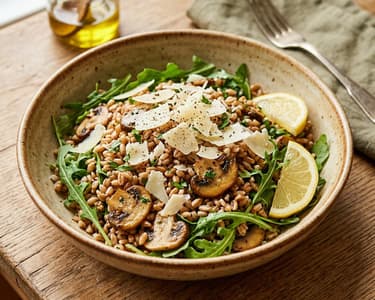 Salată caldă de farro cu ciuperci | Prânz de toamnă
