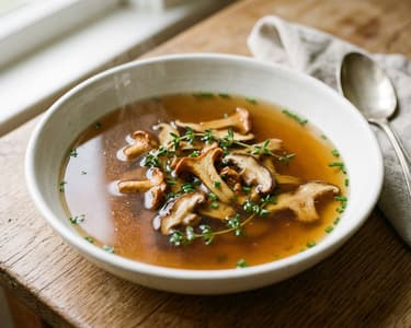 Consommé franțuzesc de ciuperci | Rafinat și aromat