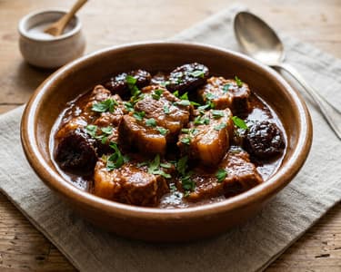 Tocană de porc cu prune uscate | Dulce-acrișoară și fragedă