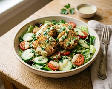 Salată libaneză cu falafel | Prânz oriental sățios