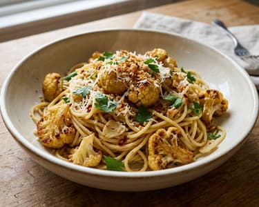 Spaghete cu conopidă rumenită | Prânz italian rapid