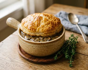 Mushroom soup in puff pastry crust | Refined and crispy