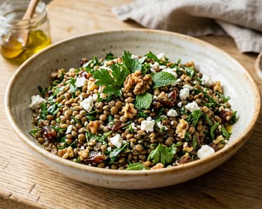 Salată persană de linte cu curmale | Prânz oriental sățios