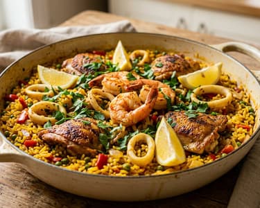 Arroz mar y montaña | Spanish rice with chicken and seafood