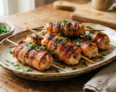 Grilled Bacon-Wrapped Chicken Rolls | Golden and Juicy