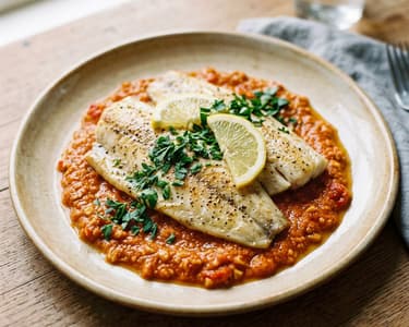 Baked sea bass with Romesco sauce | Catalan flavor