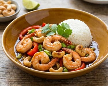 Thai Cashew Shrimp in Wok | Tender and Crispy