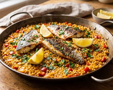 Arroz con dorada | Spanish rice with sea bream and saffron in a pot