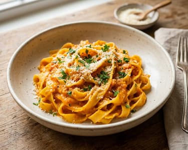 Pasta with Roasted Carrot Cream and Parmesan | Taste of Italy