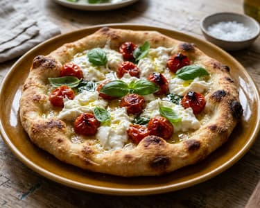 Italian Flatbread with Burrata and Tomatoes | Crispy and Creamy