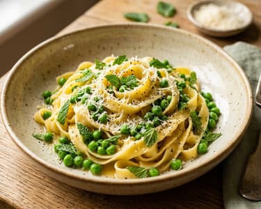 Tagliatelle with Peas and Mint | Quick Italian Dinner