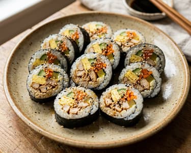 Kimbap cu pui coreean | Street food savuros în foi de alge
