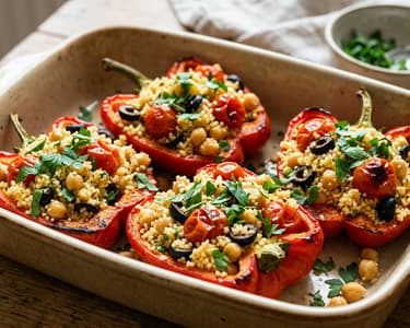 Peppers Stuffed with Mediterranean Couscous | Oven-Baked Delight