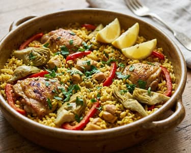 Arroz con pollo y alcachofas | Rice with Chicken and Artichokes