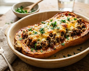 Stuffed Butternut Squash with Minced Meat | Oven-Baked