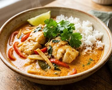 Curry roșu cu pește alb | Aromă thailandeză intensă
