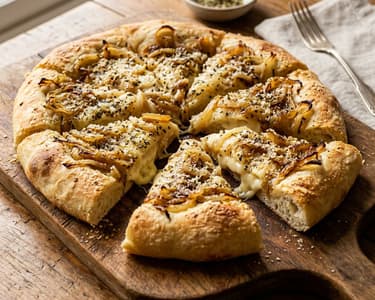 Fugazza with mozzarella and onion | Crispy flatbread