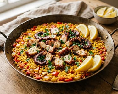 Arroz con pulpo | Spanish octopus rice in a pot