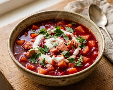 Chicken Borscht with Beetroot | Moldavian Tradition