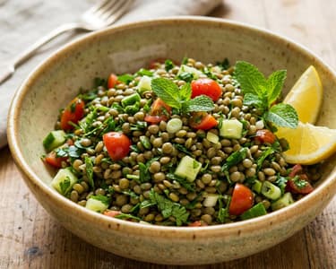 Green Lentil Tabbouleh Salad | Nutritious Middle Eastern Lunch