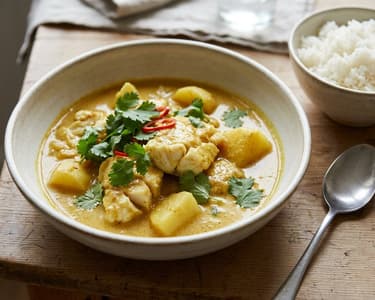Curry thailandez galben cu pește alb | Cină cremoasă