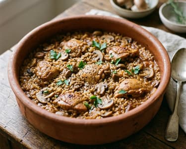 Arroz brut cu pui | Orez rustic spaniol cu mirodenii
