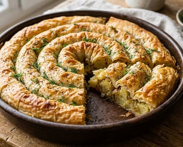 Spiral Potato Pie | Golden and Crispy
