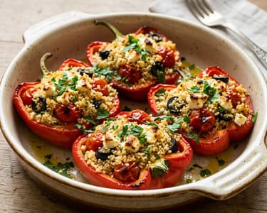 Ardei umpluți cu cușcuș și feta | Savoare mediteraneană