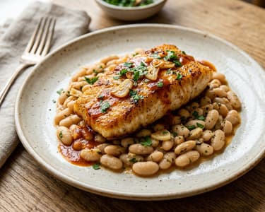Bacalao a la llauna | Catalan cod with paprika and white beans