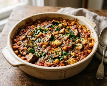Baked Maghmour | Eggplant and Chickpea Moussaka