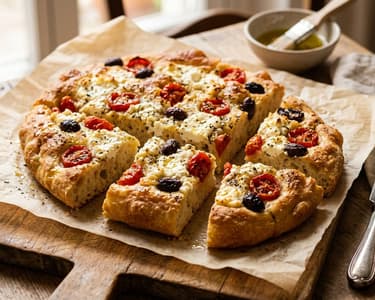 Focaccia cu ricotta și roșii cherry | Flatbread pufos