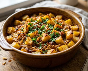 Cartofi la cuptor cu varză murată | Tradițional și rumen