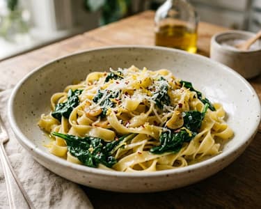 Tagliatelle cu spanac baby și parmezan | Clasic italian rapid