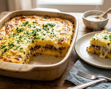Layered Polenta with Minced Meat and Cheese | Traditional Baked Feast